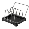 Kitchen Organizer Adjustable Pot Lid Rack, Spoon Holder Shelf, Cooking Dish Drainer Drying Rack, Pan Cover Stand
