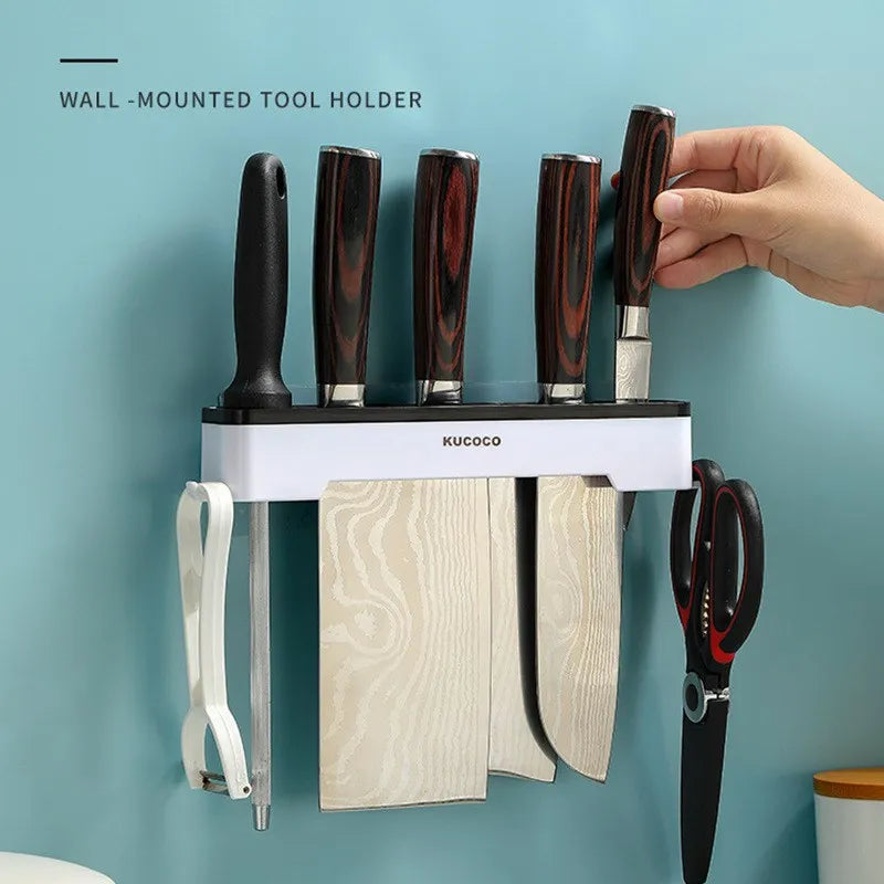 Wall-Mounted Knife Holder – 5-Slot Kitchen Cutlery Organizer