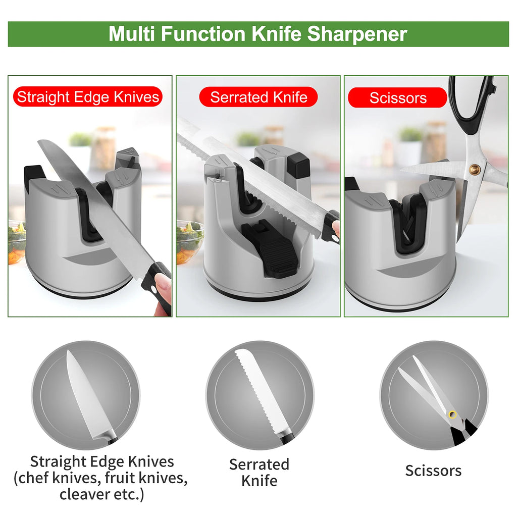 Manual Knife Sharpener – Suction Cup V-Slot for All Knives