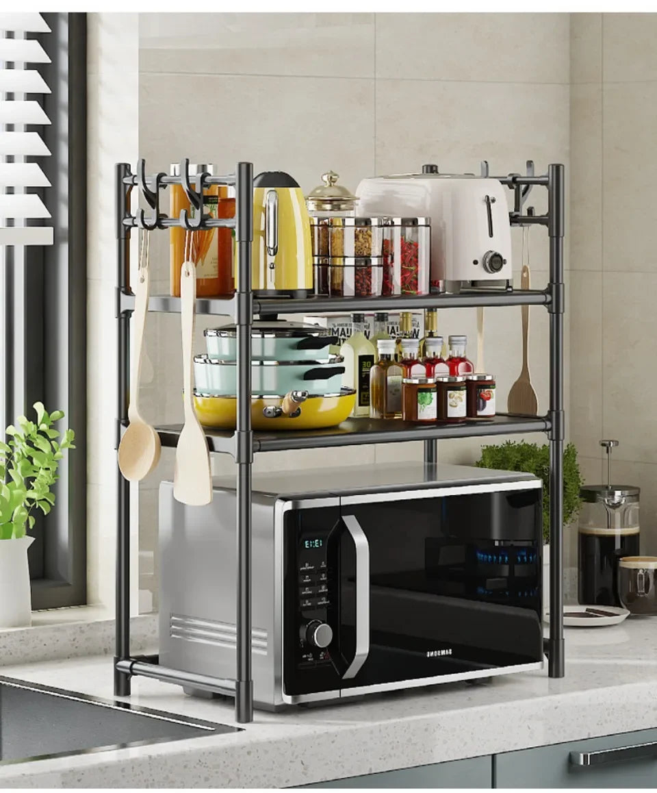 Kitchen Storage Rack Microwave Shelf Multi-Layer Kitchen Countertop Storage Shelf Microwave Stand Seasoning Organizer