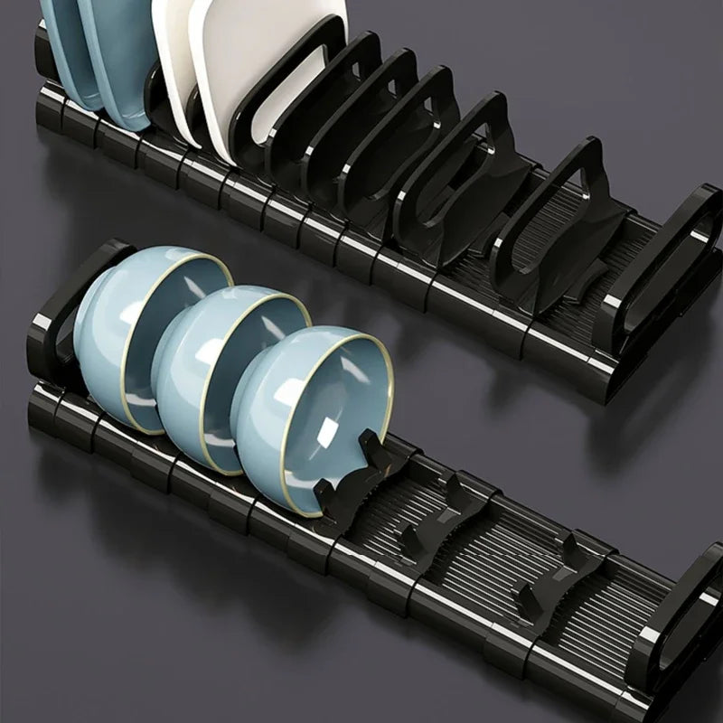 Kitchen Cabinet Dish Storage Rack Drawer  Built-in Dish Drain Rack Plate Divider Storage Rack  Kitchen Accessories Organizer