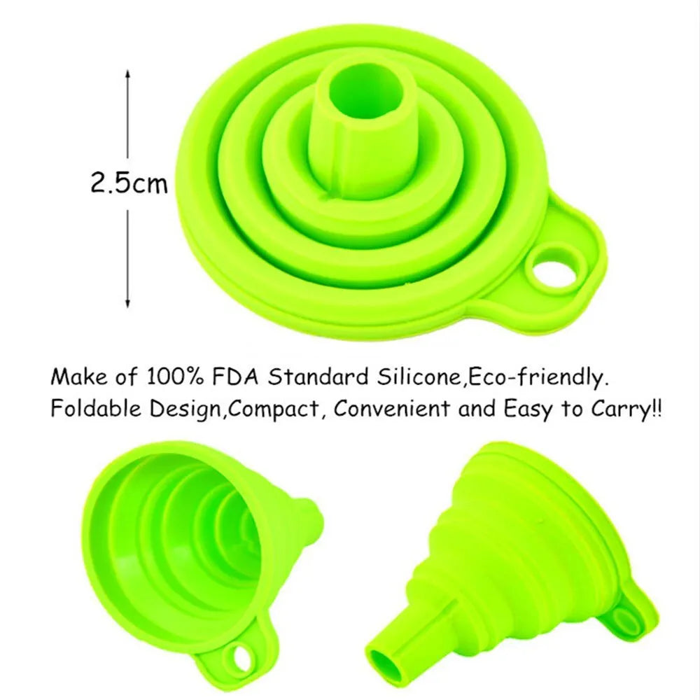 Kitchen Funnel Set, Kitchen Gadget Accessories Foldable Silicone Foldable Funnel for Filling Water Bottles With Liquid Transfer