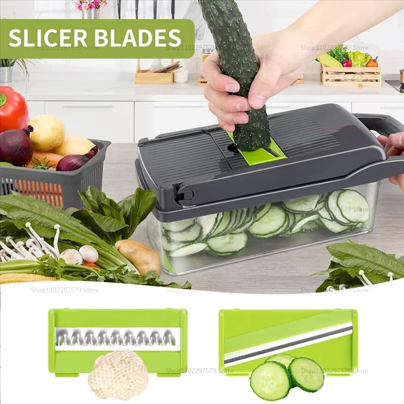 Kitchen Reusable Fruit Veggie Cutting Portable Vegetable Cutter Shredder Multifunctional Slicer Potato Chopper Carrot Grater