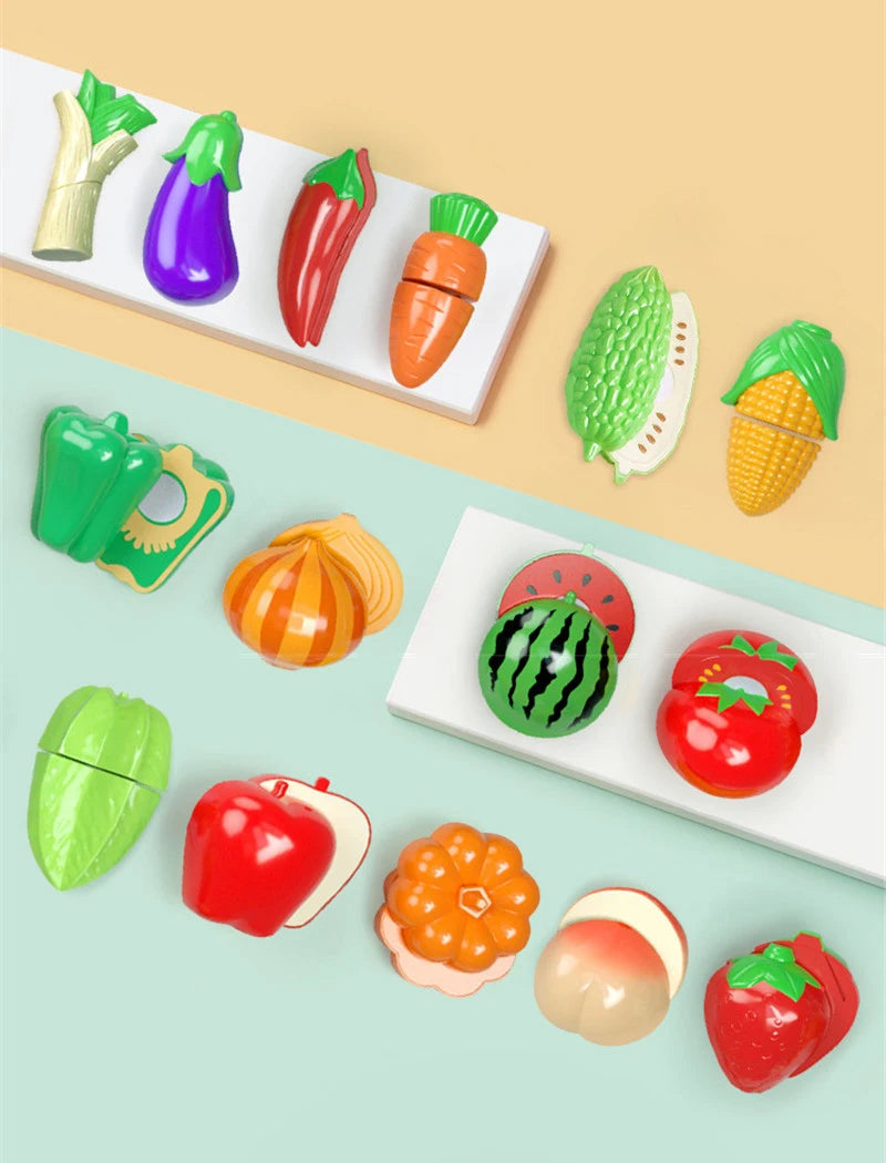 Kitchen Play House Toy Set Simulation Plastic Classic Fruit Vegetable Food Cutting Game Educational Kids Montessori Learning Toy