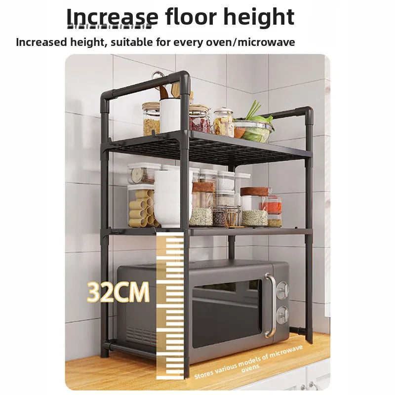 Adjustable Kitchen Storage Rack – Microwave & Countertop Shelf
