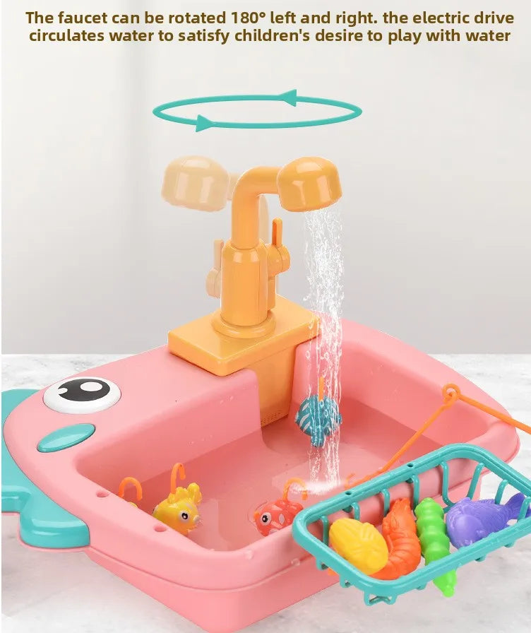 Kitchen Sink Toys Kitchen Toys for Kids with Tableware Accessories Vegetable Fruit Fishing Games for Toddlers Kids Kitchen Play
