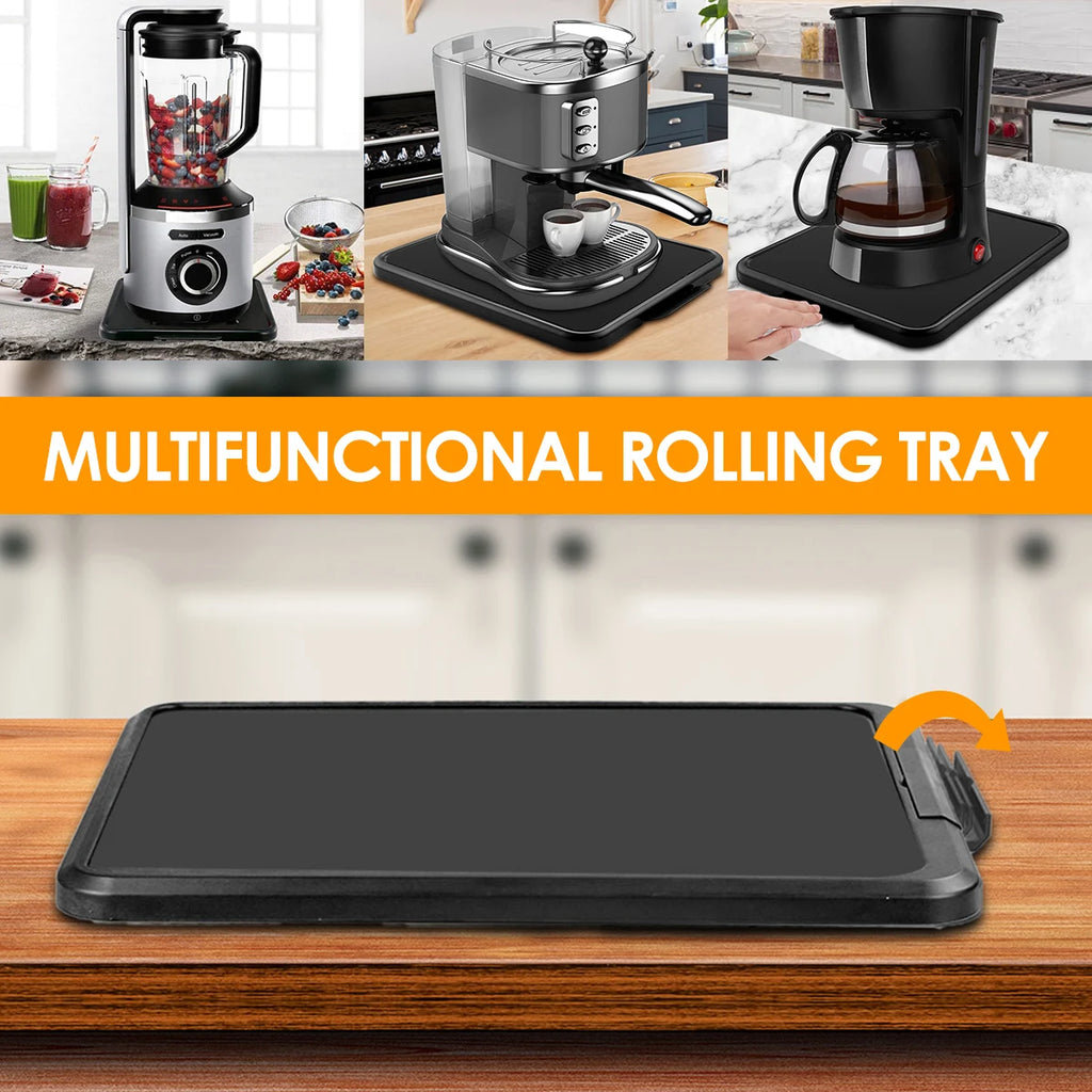 Kitchen Appliance Sliding Tray with Smooth Wheels 16.14×11.81×0.8in Sturdy Non-slip Under Cabinet Appliance Rolling Tray